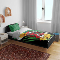 Saint David's Day Bedding Set Green Welsh Dragon Daffodil Sheep Leak - Wonder Print Shop