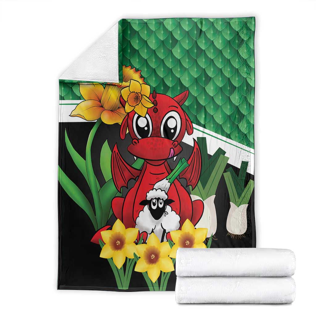 Saint David's Day Blanket Green Welsh Dragon Daffodil Sheep Leak - Wonder Print Shop