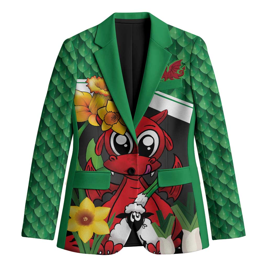 Saint David's Day Personalized Blazer Green Welsh Dragon Daffodil Sheep Leak - Wonder Print Shop