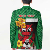 Saint David's Day Personalized Blazer Green Welsh Dragon Daffodil Sheep Leak - Wonder Print Shop
