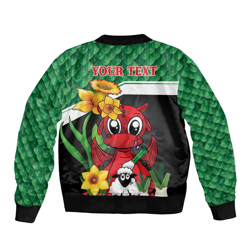 Saint David's Day Personalized Bomber Jacket Green Welsh Dragon Daffodil Sheep Leak - Wonder Print Shop