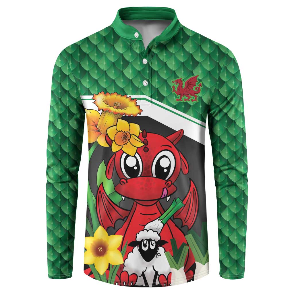 Saint David's Day Personalized Button Sweatshirt Green Welsh Dragon Daffodil Sheep Leak - Wonder Print Shop
