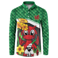 Saint David's Day Personalized Button Sweatshirt Green Welsh Dragon Daffodil Sheep Leak - Wonder Print Shop