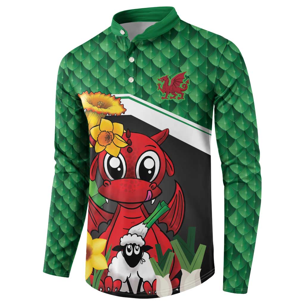 Saint David's Day Personalized Button Sweatshirt Green Welsh Dragon Daffodil Sheep Leak - Wonder Print Shop