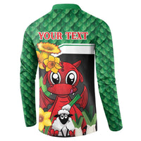 Saint David's Day Personalized Button Sweatshirt Green Welsh Dragon Daffodil Sheep Leak - Wonder Print Shop