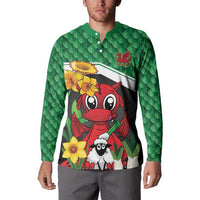 Saint David's Day Personalized Button Sweatshirt Green Welsh Dragon Daffodil Sheep Leak - Wonder Print Shop