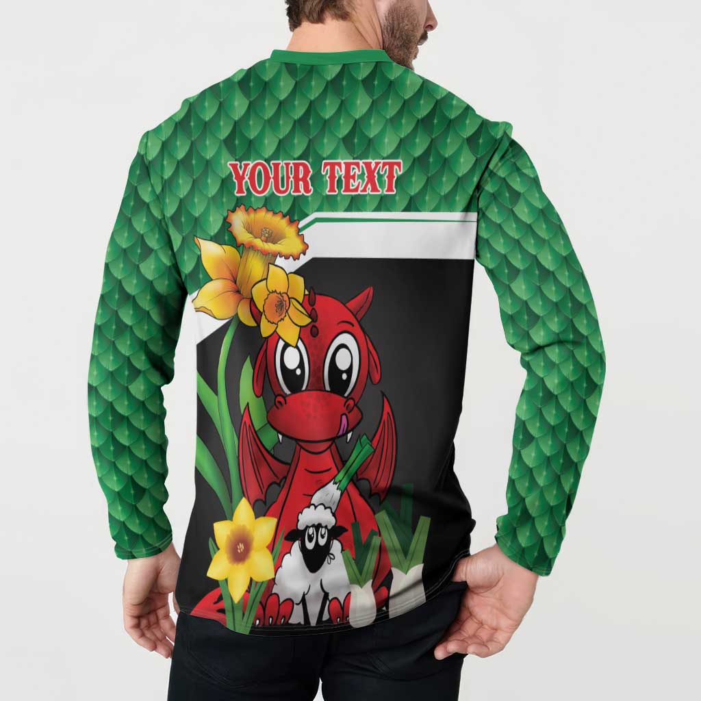 Saint David's Day Personalized Button Sweatshirt Green Welsh Dragon Daffodil Sheep Leak - Wonder Print Shop