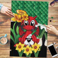 Saint David's Day Puzzle Green Welsh Dragon Daffodil Sheep Leak - Wonder Print Shop