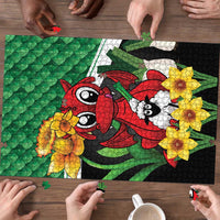 Saint David's Day Puzzle Green Welsh Dragon Daffodil Sheep Leak - Wonder Print Shop