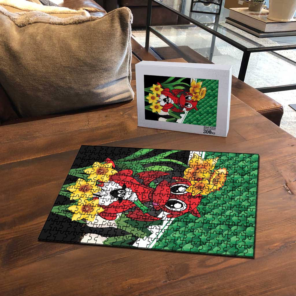 Saint David's Day Puzzle Green Welsh Dragon Daffodil Sheep Leak - Wonder Print Shop