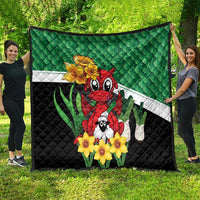 Saint David's Day Quilt Green Welsh Dragon Daffodil Sheep Leak - Wonder Print Shop