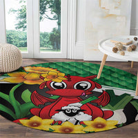 Saint David's Day Round Carpet Green Welsh Dragon Daffodil Sheep Leak - Wonder Print Shop