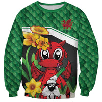 Saint David's Day Personalized Sweatshirt Green Welsh Dragon Daffodil Sheep Leak - Wonder Print Shop