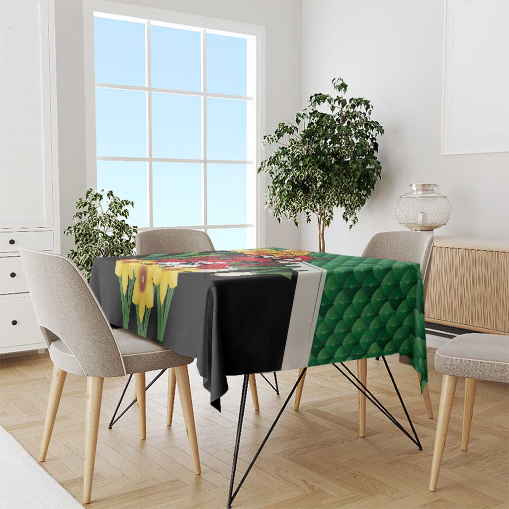 Saint David's Day Tablecloth Green Welsh Dragon Daffodil Sheep Leak - Wonder Print Shop
