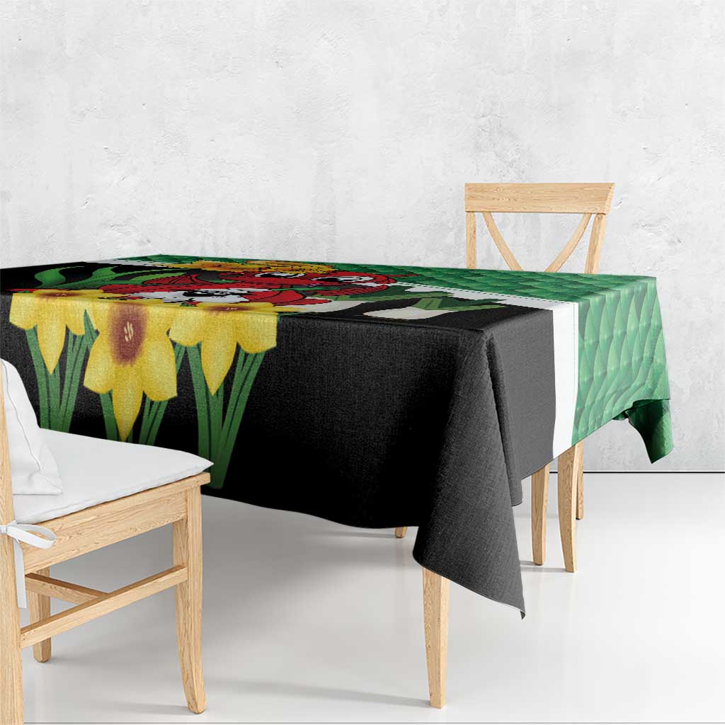 Saint David's Day Tablecloth Green Welsh Dragon Daffodil Sheep Leak - Wonder Print Shop