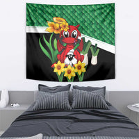 Saint David's Day Tapestry Green Welsh Dragon Daffodil Sheep Leak - Wonder Print Shop