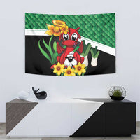 Saint David's Day Tapestry Green Welsh Dragon Daffodil Sheep Leak - Wonder Print Shop