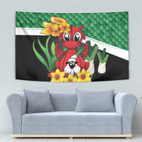 Saint David's Day Tapestry Green Welsh Dragon Daffodil Sheep Leak - Wonder Print Shop