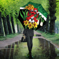 Saint David's Day Umbrella Green Welsh Dragon Daffodil Sheep Leak - Wonder Print Shop