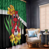 Saint David's Day Window Curtain Green Welsh Dragon Daffodil Sheep Leak - Wonder Print Shop