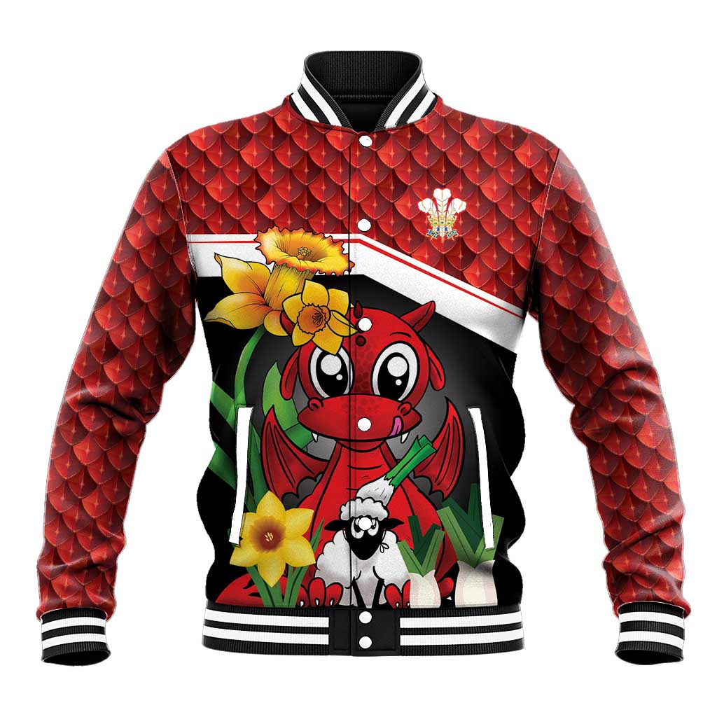 Saint David's Day Personalized Baseball Jacket Red Welsh Dragon Daffodil Sheep Leak - Wonder Print Shop