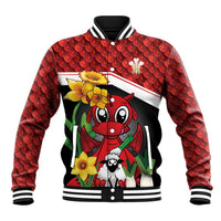 Saint David's Day Personalized Baseball Jacket Red Welsh Dragon Daffodil Sheep Leak - Wonder Print Shop