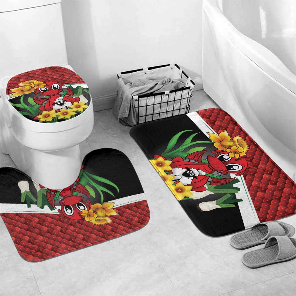 Saint David's Day Bathroom Set Red Welsh Dragon Daffodil Sheep Leak - Wonder Print Shop