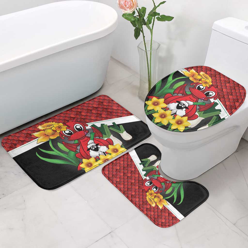 Saint David's Day Bathroom Set Red Welsh Dragon Daffodil Sheep Leak - Wonder Print Shop