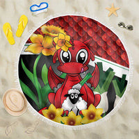 Saint David's Day Beach Blanket Red Welsh Dragon Daffodil Sheep Leak - Wonder Print Shop
