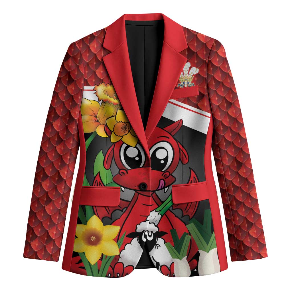 Saint David's Day Personalized Blazer Red Welsh Dragon Daffodil Sheep Leak - Wonder Print Shop