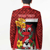Saint David's Day Personalized Blazer Red Welsh Dragon Daffodil Sheep Leak - Wonder Print Shop