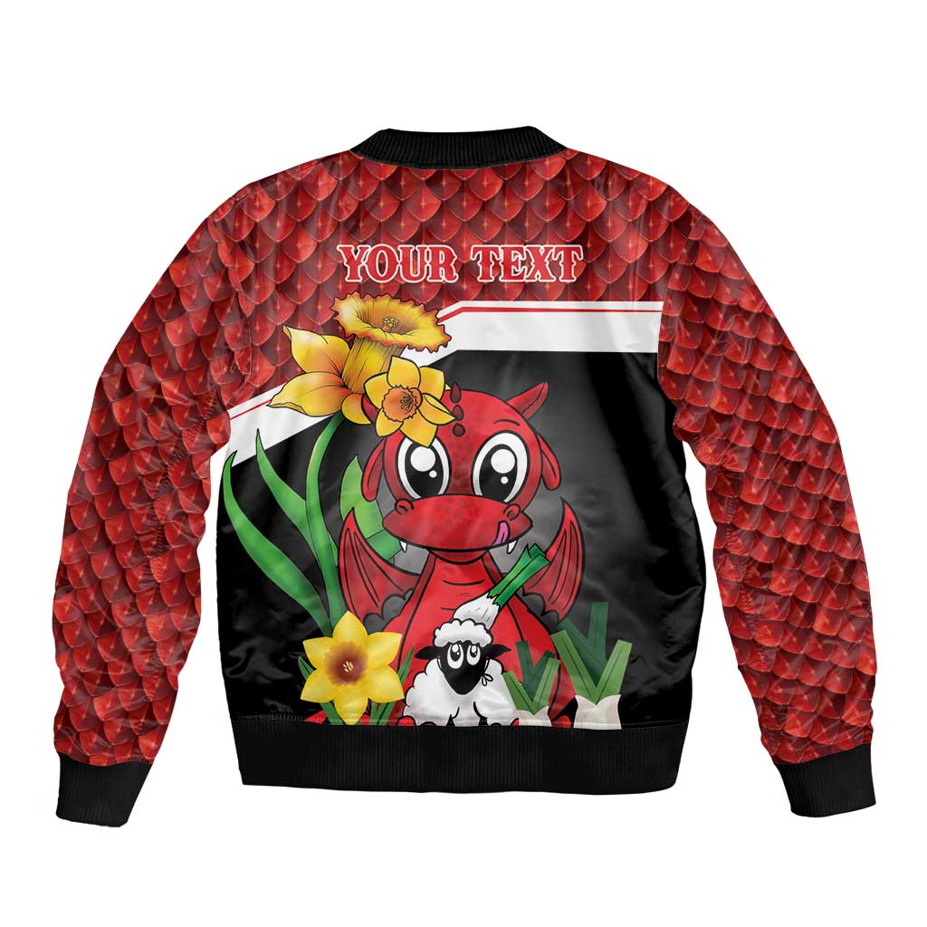 Saint David's Day Personalized Bomber Jacket Red Welsh Dragon Daffodil Sheep Leak - Wonder Print Shop