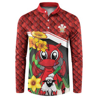 Saint David's Day Personalized Button Sweatshirt Red Welsh Dragon Daffodil Sheep Leak - Wonder Print Shop