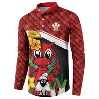 Saint David's Day Personalized Button Sweatshirt Red Welsh Dragon Daffodil Sheep Leak - Wonder Print Shop