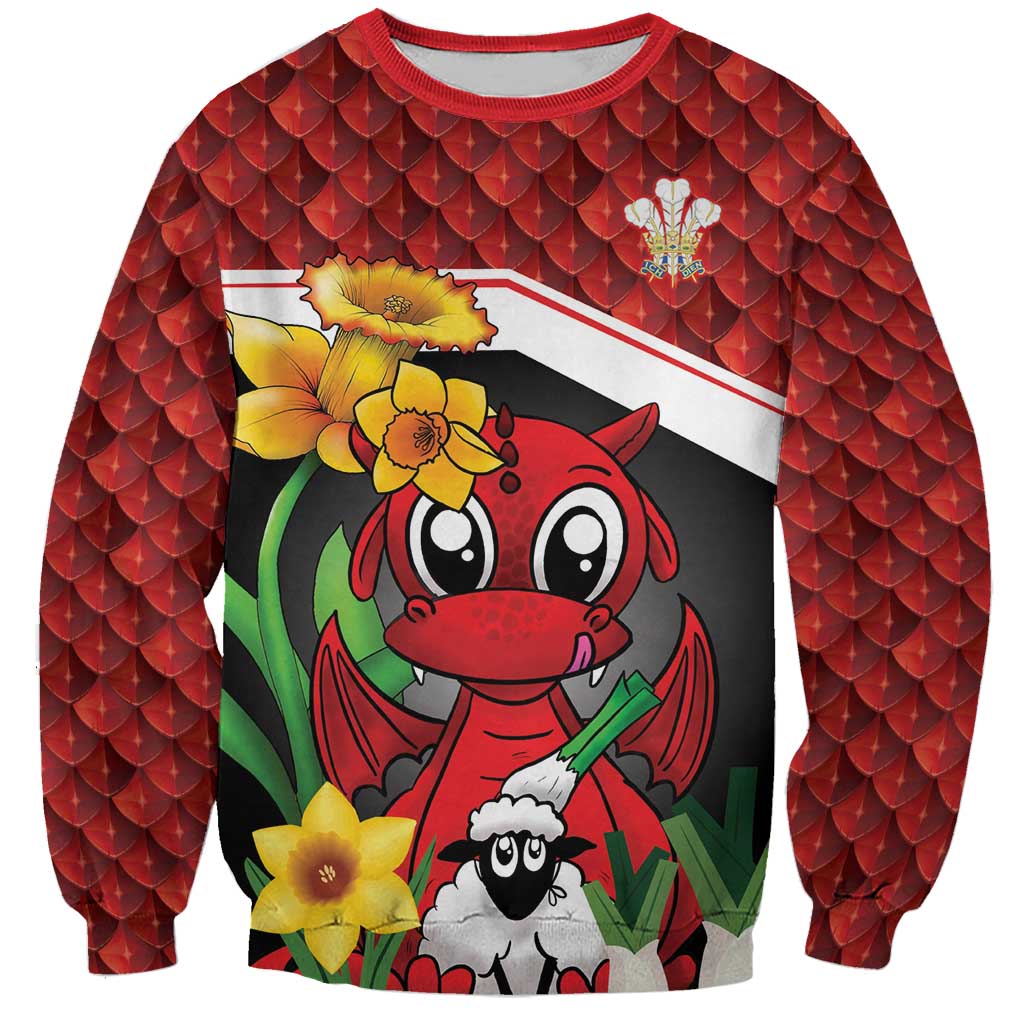 Saint David's Day Personalized Sweatshirt Red Welsh Dragon Daffodil Sheep Leak - Wonder Print Shop