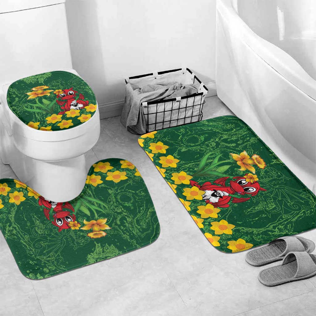 Saint David's Day Bathroom Set Welsh Dragons Yellow Daffodils - Wonder Print Shop