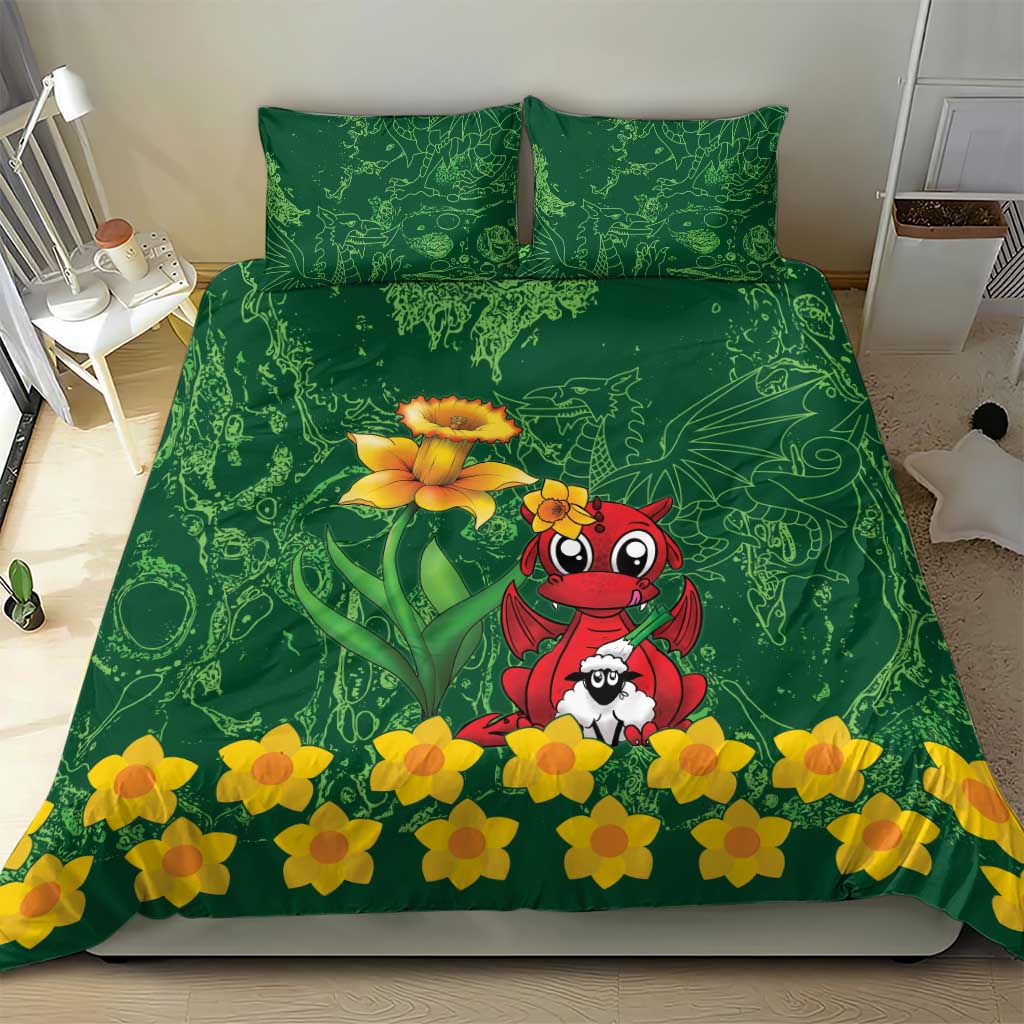 Saint David's Day Bedding Set Welsh Dragons Yellow Daffodils - Wonder Print Shop