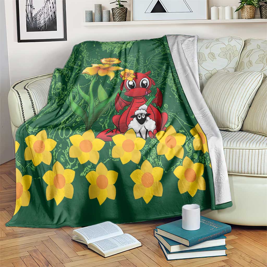 Saint David's Day Blanket Welsh Dragons Yellow Daffodils - Wonder Print Shop