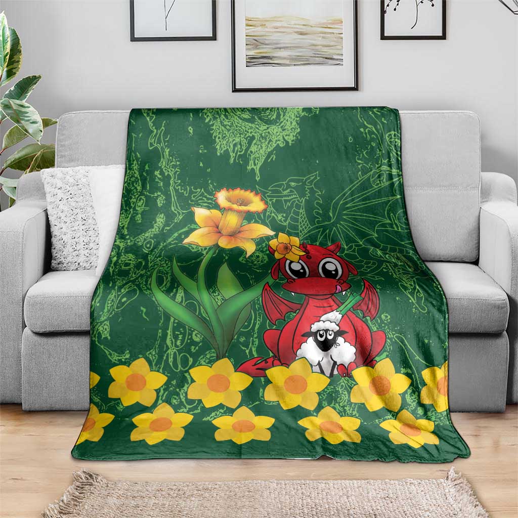 Saint David's Day Blanket Welsh Dragons Yellow Daffodils - Wonder Print Shop