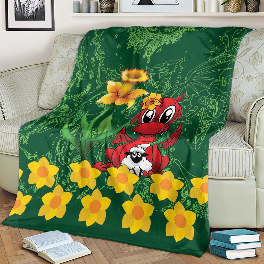 Saint David's Day Blanket Welsh Dragons Yellow Daffodils - Wonder Print Shop