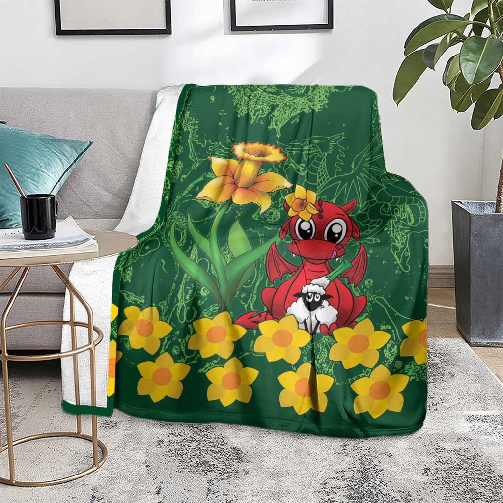 Saint David's Day Blanket Welsh Dragons Yellow Daffodils - Wonder Print Shop