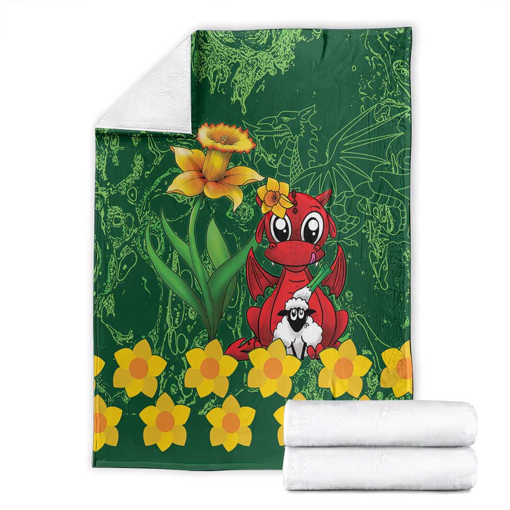 Saint David's Day Blanket Welsh Dragons Yellow Daffodils - Wonder Print Shop