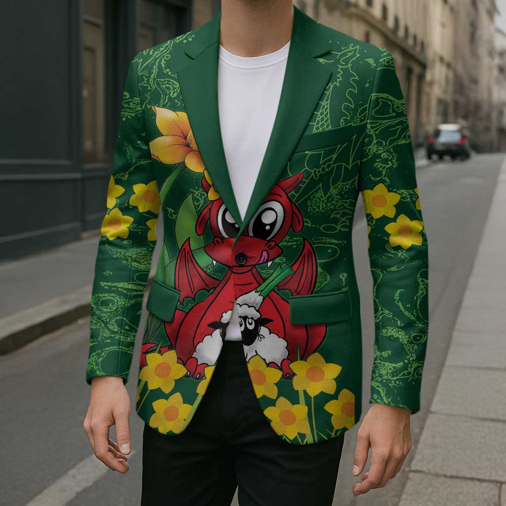 Saint David's Day Blazer Welsh Dragons Yellow Daffodils - Wonder Print Shop