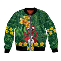 Saint David's Day Bomber Jacket Welsh Dragons Yellow Daffodils - Wonder Print Shop
