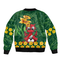 Saint David's Day Bomber Jacket Welsh Dragons Yellow Daffodils - Wonder Print Shop