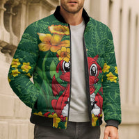 Saint David's Day Bomber Puffer Jacket Welsh Dragons Yellow Daffodils - Wonder Print Shop