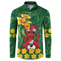 Saint David's Day Button Sweatshirt Welsh Dragons Yellow Daffodils - Wonder Print Shop