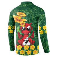 Saint David's Day Button Sweatshirt Welsh Dragons Yellow Daffodils - Wonder Print Shop