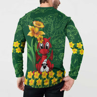 Saint David's Day Button Sweatshirt Welsh Dragons Yellow Daffodils - Wonder Print Shop