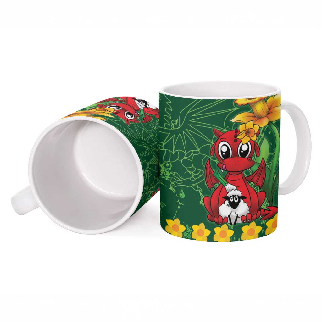 Saint David's Day Ceramic Mug Welsh Dragons Yellow Daffodils - Wonder Print Shop